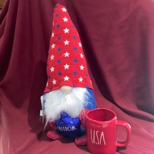 🇺🇸 Rae Dunn FREEDOM Gnome with USA Coffee Mug 🇺🇸 Bundle Holiday Patriotic
